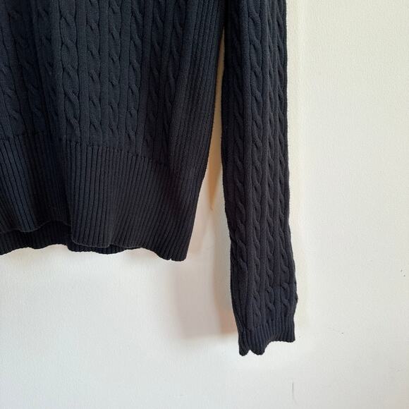 Tommy Hilfiger Vintage Cable Knit Sweater Pullover V-Neck Preppy Classic Black - Picture 4 of 10